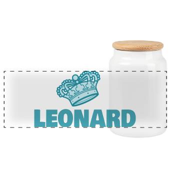 First name Leonard - Panoramic Cookie Jar with Wooden Lid - white - Front