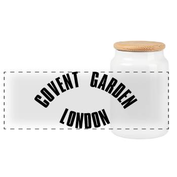 Covent Garden London Circular - Panoramic Cookie Jar with Wooden Lid - white - Front