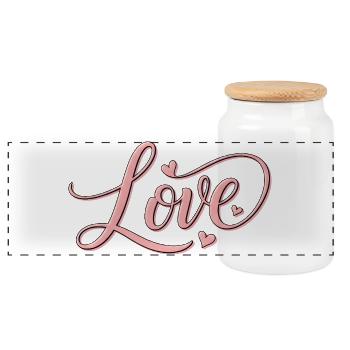 Love lettering – elegant love design - Panoramic Cookie Jar with Wooden Lid - white - Front