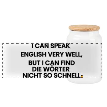 Englisch-Deutsch-Reim 1 (Ver. B) - Panorama Keksdose mit Holzdeckel - Weiß - Vorne