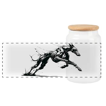 Galgo Ink 01 - Panorama Keksdose mit Holzdeckel - Weiß - Vorne