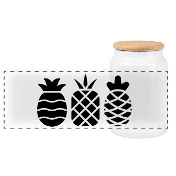 Pineapple without frills - Panoramic Cookie Jar with Wooden Lid - white - Front