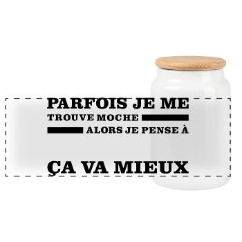 Parfois Je Me Trouve MOCHE - Boîte à biscuits avec couvercle en bois - blanc - Devant