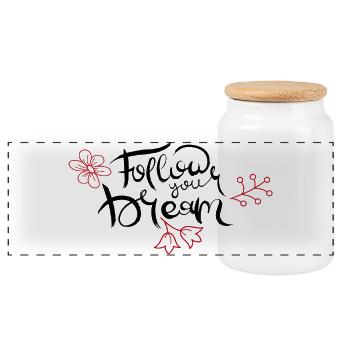 Suis ton rêve - Boîte à biscuits avec couvercle en bois - blanc - Devant