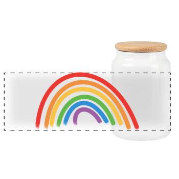 Regenbogen Geschenkidee - Panorama Keksdose mit Holzdeckel - Weiß - Vorne