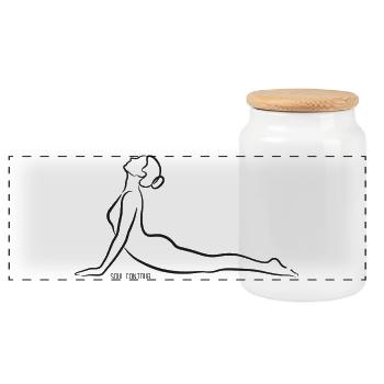 SOUL CONTOUR - Bhujangasana - Panoramic Cookie Jar with Wooden Lid - white - Front