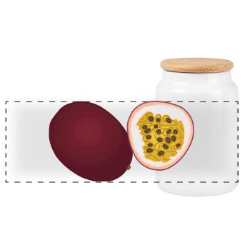 Passion Fruit Duo Art - Panoramic Cookie Jar with Wooden Lid - white - Front