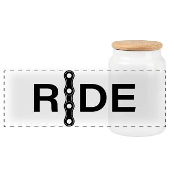 Chain Lines Minimal Design - Panoramic Cookie Jar with Wooden Lid - white - Front
