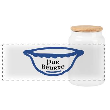 Bol breton esquissé minimaliste - Boîte à biscuits avec couvercle en bois - blanc - Devant
