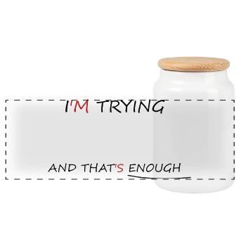 Minimalist mental health design - Panoramic Cookie Jar with Wooden Lid - white - Front