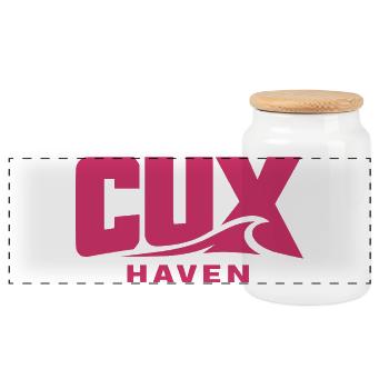 Logo Cuxhaven Wave Rose - CUX haven - Boîte à biscuits avec couvercle en bois - blanc - Devant
