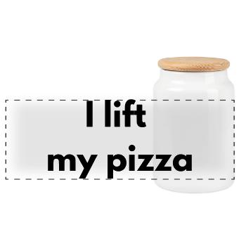 I lift my pizza - Panoramic Cookie Jar with Wooden Lid - white - Front