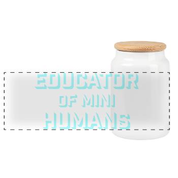 Educator Of Little Humans Teacher Funny Kids - Panoramic Cookie Jar with Wooden Lid - white - Front