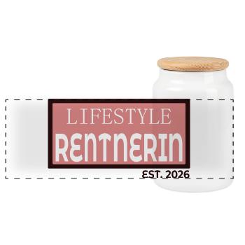 Retiree 2026 Lifestyle - Panoramic Cookie Jar with Wooden Lid - white - Front