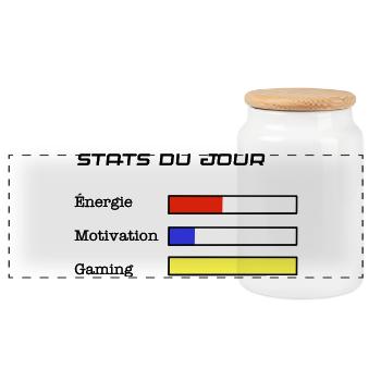 Stats du jour - gaming et humour - Boîte à biscuits avec couvercle en bois - blanc - Devant