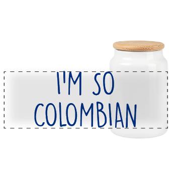 I'm so Colombian Colombia - Panoramic Cookie Jar with Wooden Lid - white - Front
