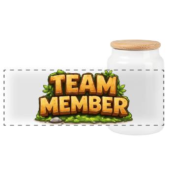 Team Members - Panoramic Cookie Jar with Wooden Lid - white - Front