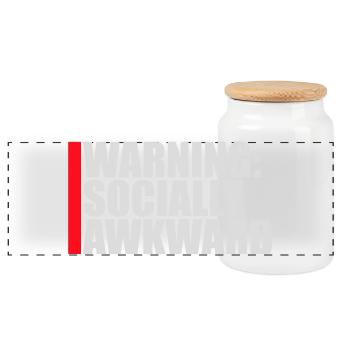 Warning Socially Awkward Funny Social Clumsy - Panoramic Cookie Jar with Wooden Lid - white - Front