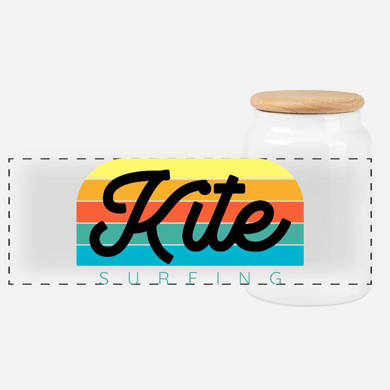 Kitesurfeur Kiteboard Kitesurf Kitesurf - Boîte à biscuits avec couvercle en bois - blanc