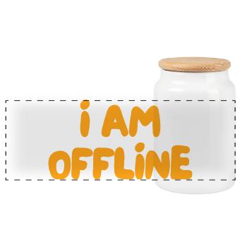 I am offline - Panoramic Cookie Jar with Wooden Lid - white - Front