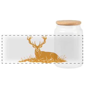 Cerf - Boîte à biscuits avec couvercle en bois - blanc - Devant