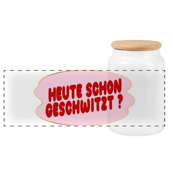 Schwitzen - Panorama Keksdose mit Holzdeckel - Weiß - Vorne