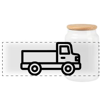 camion - Boîte à biscuits avec couvercle en bois - blanc - Devant