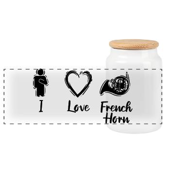 Amour du cor français - Boîte à biscuits avec couvercle en bois - blanc - Devant