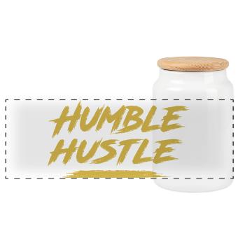 Bescheidener Hustle Unternehmer Geschäftsmann Businesswo - Panorama Keksdose mit Holzdeckel - Weiß - Vorne