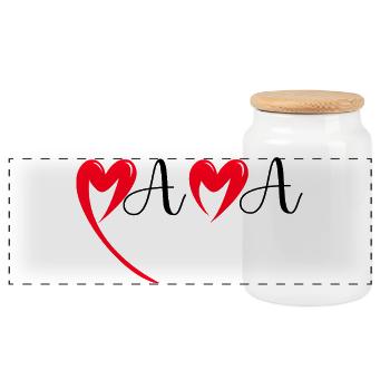 Herzlichen Glückwunsch zum Geburtstag Mama Rotes Herz Liebe Mutter Mama - Panorama Keksdose mit Holzdeckel - Weiß - Vorne