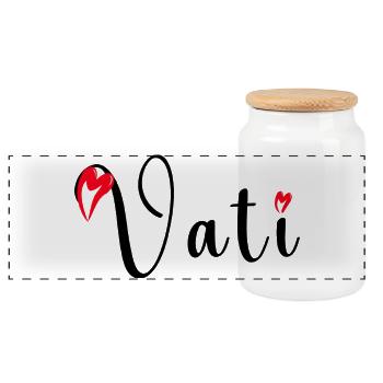 Father's Day Papa Love with Tender Hearts VATI - Panoramic Cookie Jar with Wooden Lid - white - Front