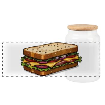 Illustration de sandwich au fromage en dessin animé - Boîte à biscuits avec couvercle en bois - blanc - Devant