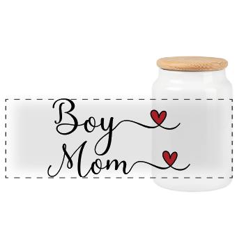 Boy mom - Panorama Keksdose mit Holzdeckel - Weiß - Vorne