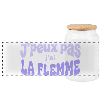 J'peux pas j'ai la flemme - Boîte à biscuits avec couvercle en bois - blanc - Devant