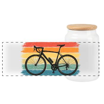Vintage Fahrrad Tshirt Retro Bicycle Cycling Shirt - Panoramic Cookie Jar with Wooden Lid - white - Front