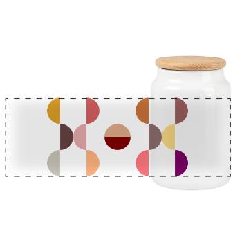 Stylisches und modernes Kreisdesign DOT - Panorama Keksdose mit Holzdeckel - Weiß - Vorne