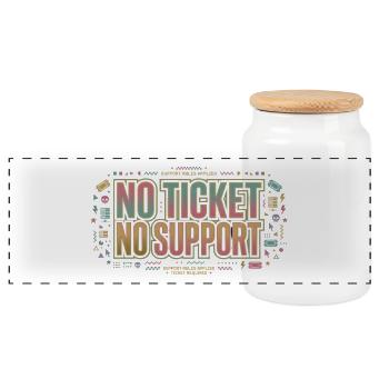 No Ticket No Support - Computer Science Work Job - Panoramic Cookie Jar with Wooden Lid - white - Front