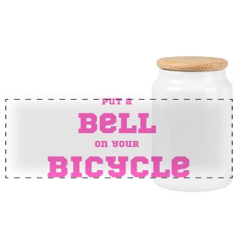 Mettez une cloche sur votre vélo – Déclaration de faute de frappe rose - Boîte à biscuits avec couvercle en bois - blanc - Devant
