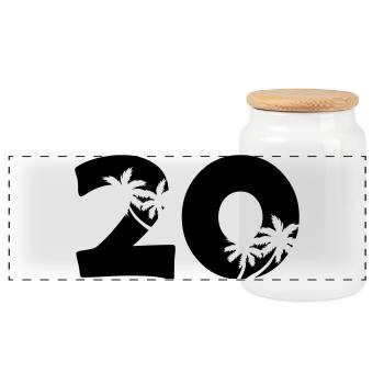 20 - Panoramic Cookie Jar with Wooden Lid - white - Front