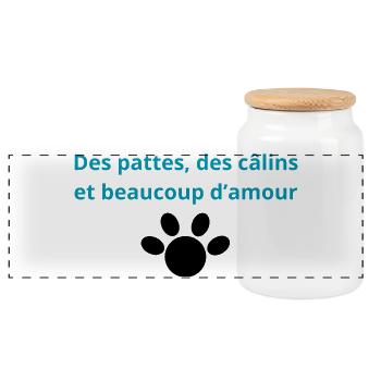 Des_pattes-_des_câlins_et_beaucoup_damour - Boîte à biscuits avec couvercle en bois - blanc - Devant