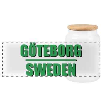 Gothenburg, Sweden, Typographic Power - Panoramic Cookie Jar with Wooden Lid - white - Front