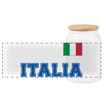 Italien Trikot Look - ITALIA mit Flagge Fahne - Panorama Keksdose mit Holzdeckel - Weiß - Vorne