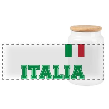 Italien Trikot Look - ITALIA mit Flagge Fahne - Panorama Keksdose mit Holzdeckel - Weiß - Vorne
