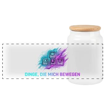 Gaming Tastatur Dinge, die mich Bewegen WASD - Panorama Keksdose mit Holzdeckel - Weiß - Vorne