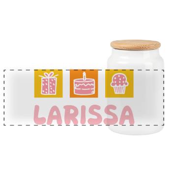 Larissa comme gâteau d’anniversaire - Boîte à biscuits avec couvercle en bois - blanc - Devant