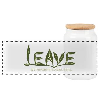 LEAVE – Ma compétence sociale préférée - Boîte à biscuits avec couvercle en bois - blanc - Devant