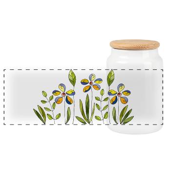 Fleur - Boîte à biscuits avec couvercle en bois - blanc - Devant