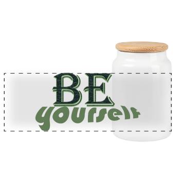 Be Yourself Retro Typography - Panoramic Cookie Jar with Wooden Lid - white - Front