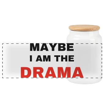 Maybe I Am The Drama Spruch sarkastisch Gen Z - Panorama Keksdose mit Holzdeckel - Weiß - Vorne