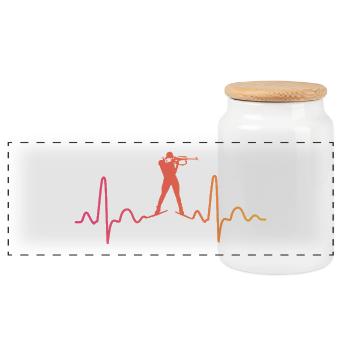 Biathlon Sunset Heartbeat Biathlet - Panorama Keksdose mit Holzdeckel - Weiß - Vorne